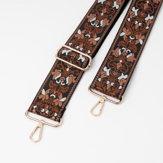 Hovedbilde Skulderrem svart og cognac - bred veskereim med ...