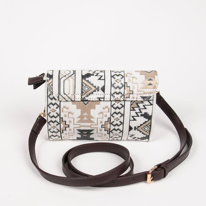 DANIELLE clutch med inka-mønster - beige