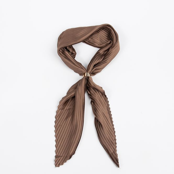 Huvudbild Liten plisserad scarf brun med scarf-ring 65 x 65 ...