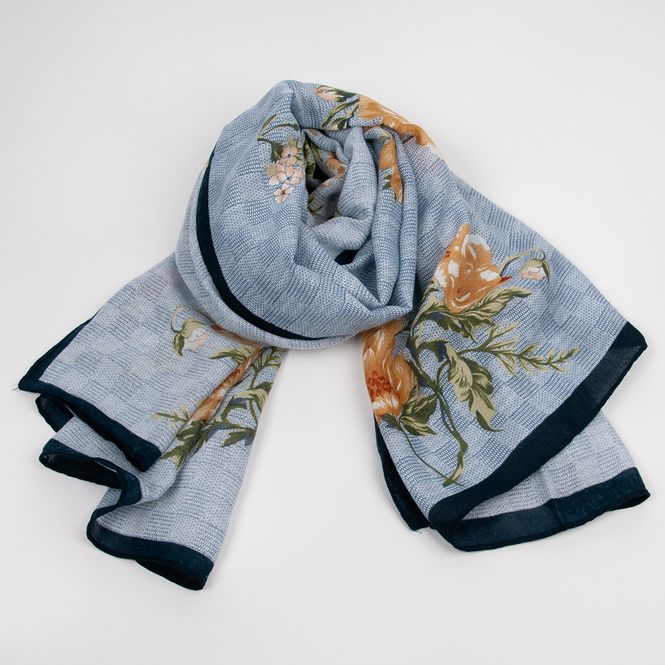 Huvudbild Blommig scarf ljusblå