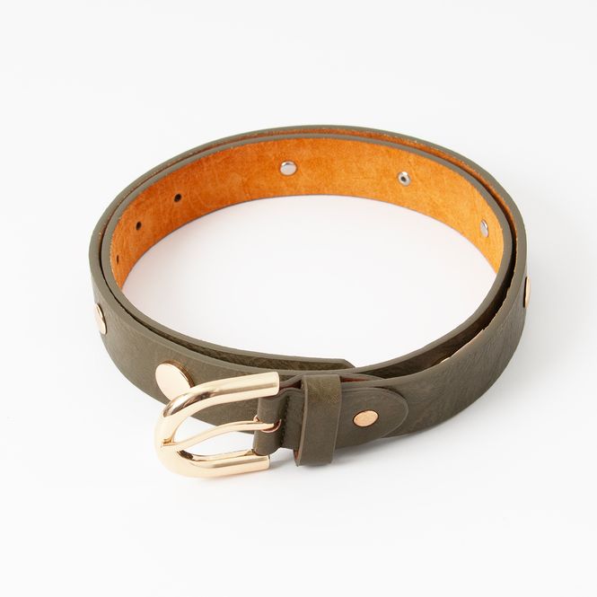 Hovedbilde Belte med runde nagler - olivengrønn