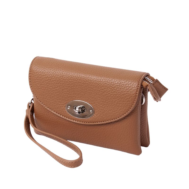 DANIELLE clutch sølvfarget cognac