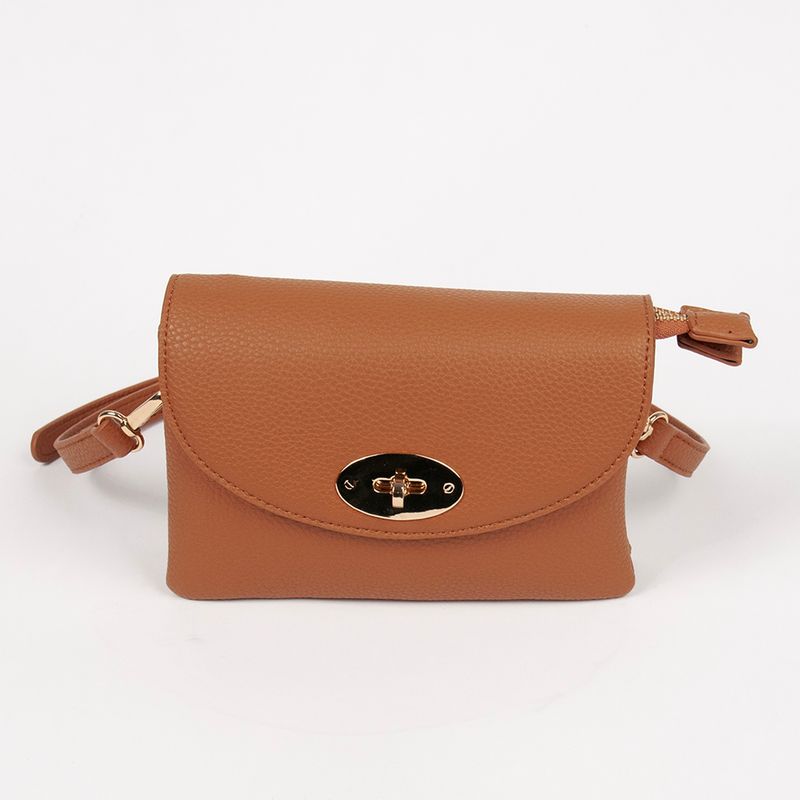 DANIELLE clutch cognac i imitert skinn