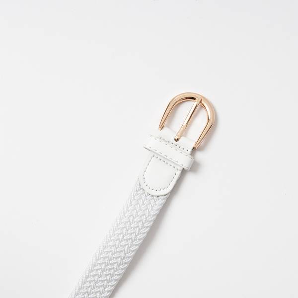 Hovedbilde Smalt strikkbelte, gull - hvit