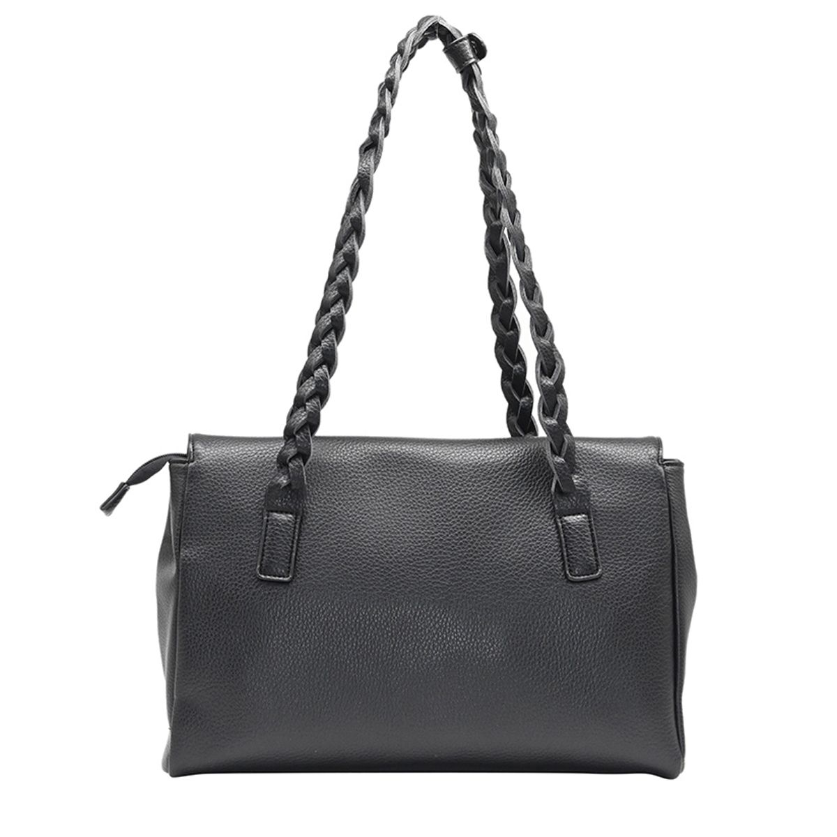 Hedda shopper - svart veske i imitert skinn med sølvfargede detaljer