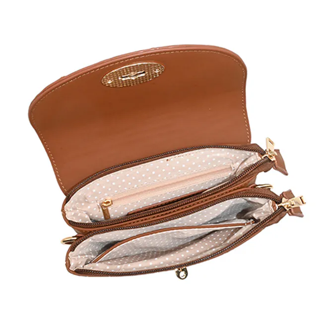Hovedbilde DANIELLE clutch cognac med preget mønster