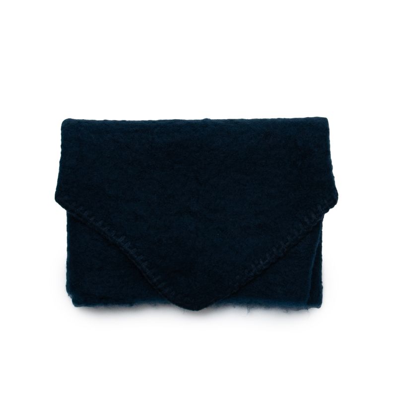 Litet trekantssjal marinblå - 100% akryl - dekorativa stygn - 34x100 cm