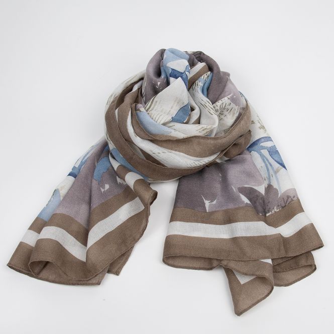 Huvudbild Mönstrad scarf i brunt och blått