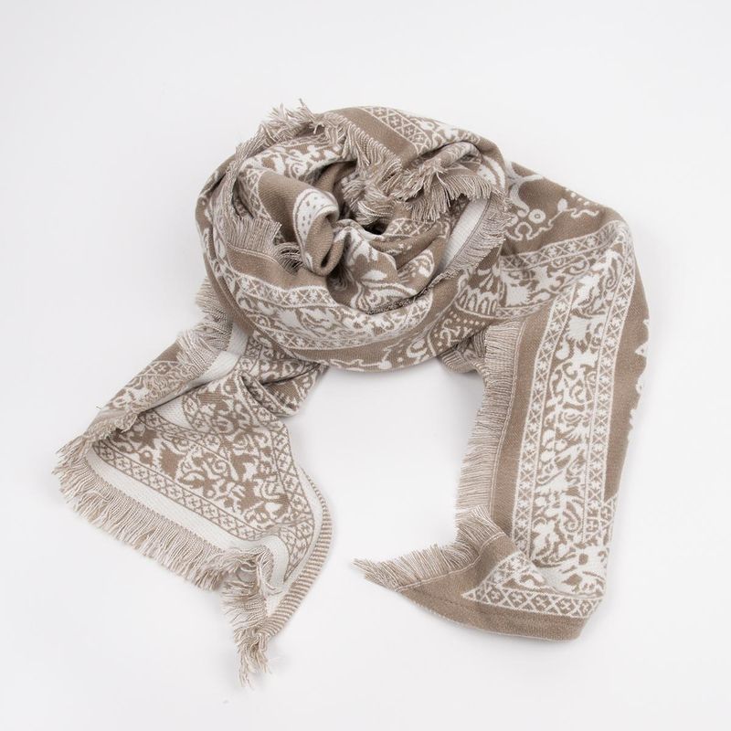 Trekantsjal med jacquardmønster – beige