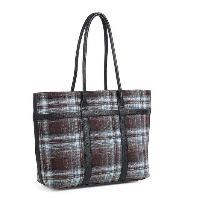 Hovedbilde KARI brun rutet shopper i tekstil