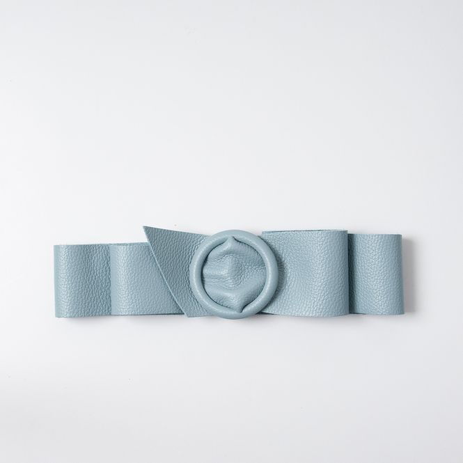 Hovedbilde Skinnbelte med rund spenne - lys blå
