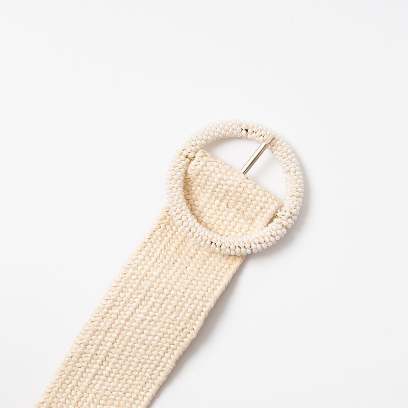 Elastikkbelte med perlespenne - natur