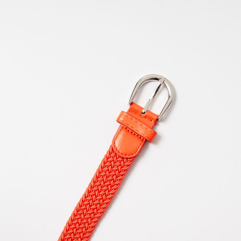 Smalt strikkbelte, sølv - orange