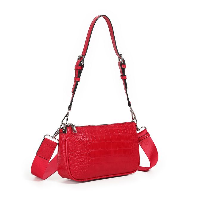 Huvudbild Ivana croco clutch - Röd - kompakt axelväska med ...