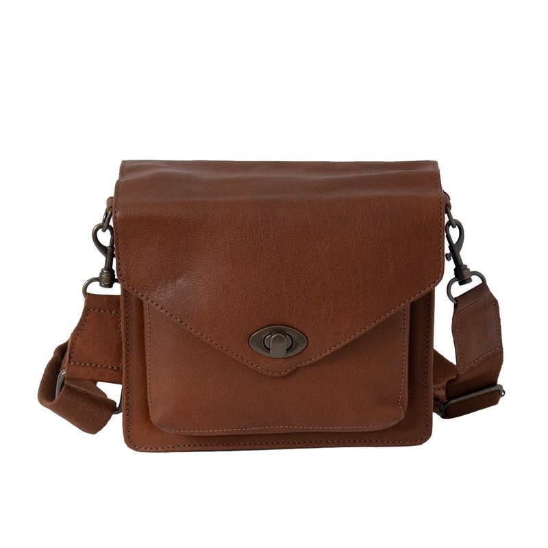 LUCY skinnclutch med låsspenne - brun