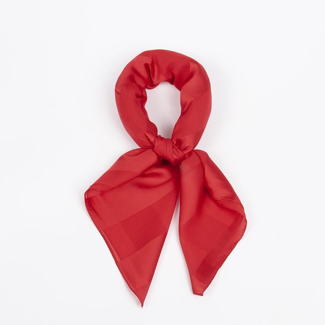Hovedbilde Lite skjerf dyp rød med ton-i-ton striper 70 x 70 ...