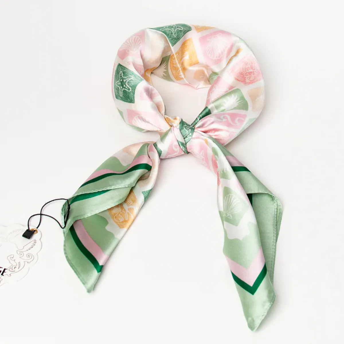 Mønstret skjerf i pastellfarger 70 x 70 cm – elegant skjerf i 100 % polyester