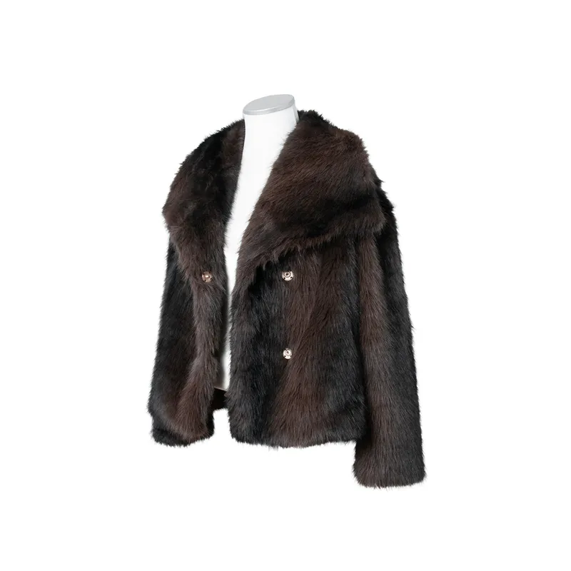 Fuskepels jakke - brun - onesize