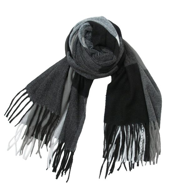 Hovedbilde Rutet skjerf - svart, grå og offwhite - 70x180 cm