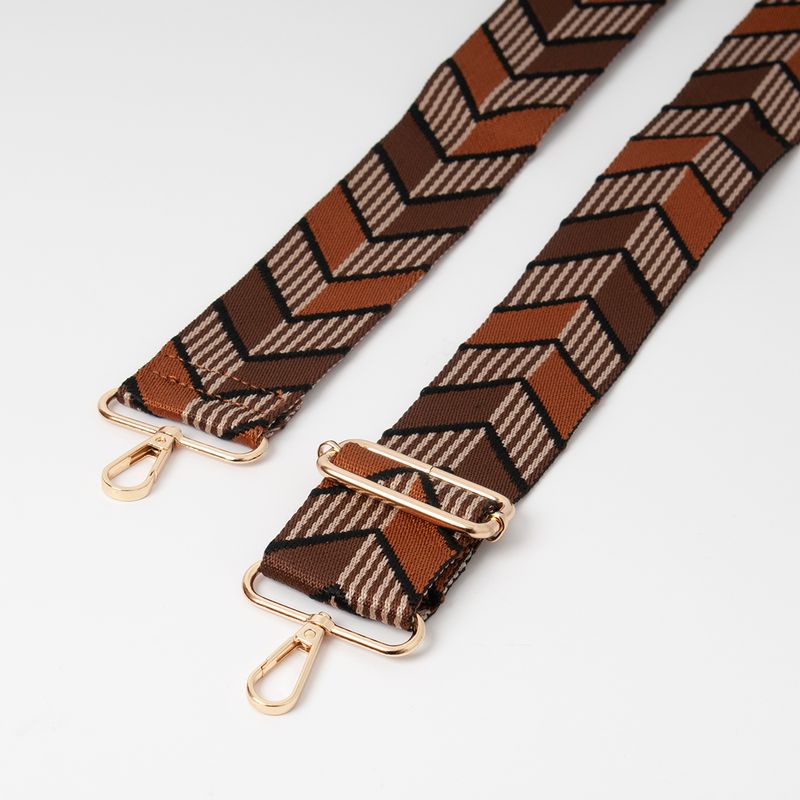 Skulderrem med striper/ruter - brun