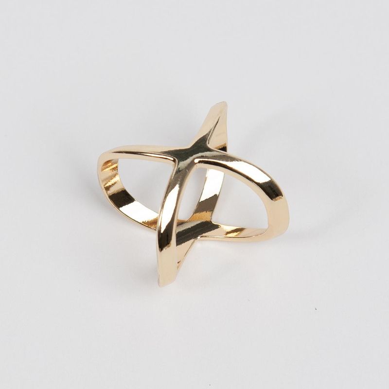 Stor skjerf ring enkel X - gull