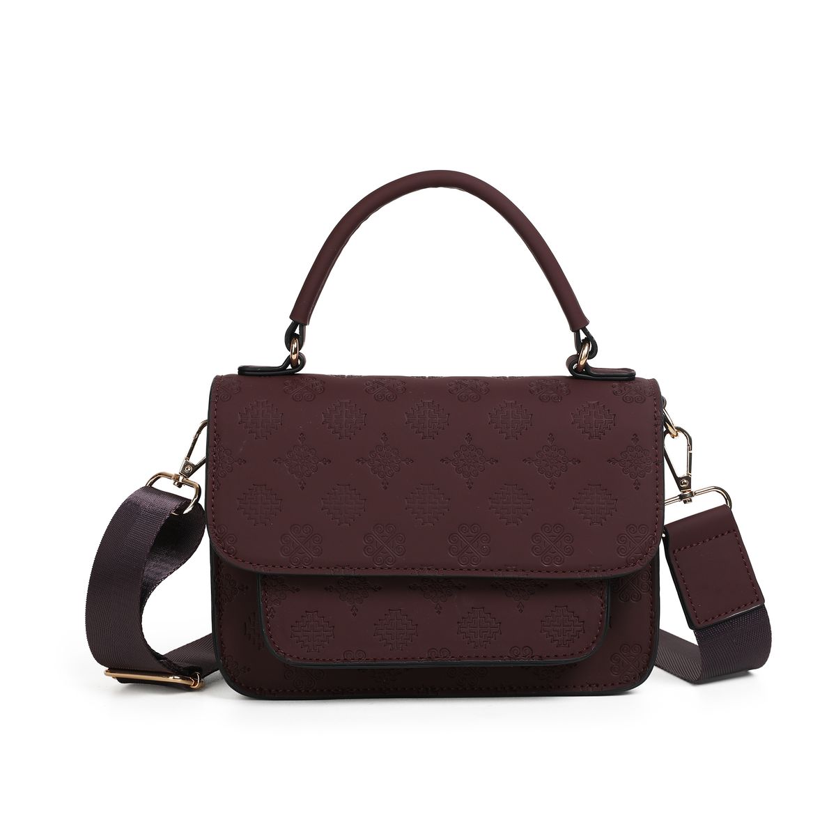 Hillevi clutch burgunder - veske i imitert skinn med gullfargede detaljer