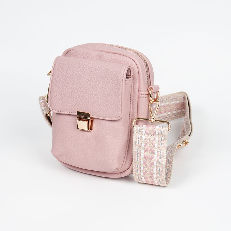 IDA citybag med mønstret rem - pudderrosa