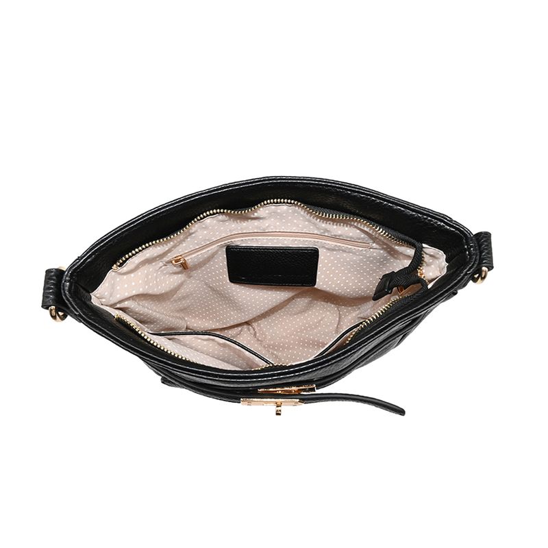 Helene veske svart - skulderveske i imitert skinn med gullfargede detaljer