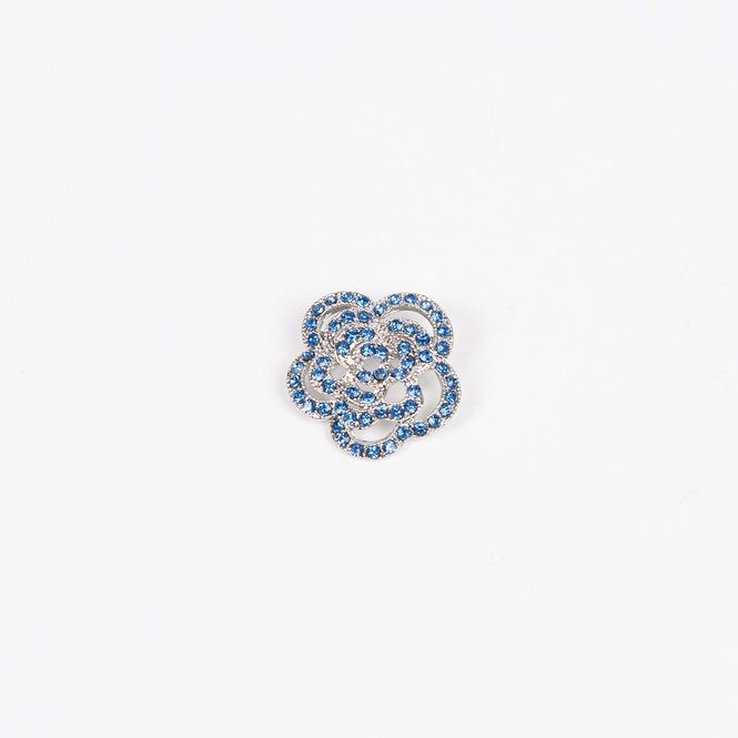 Hovedbilde Brosje blomst med stener 2,5x2,5 cm - blå