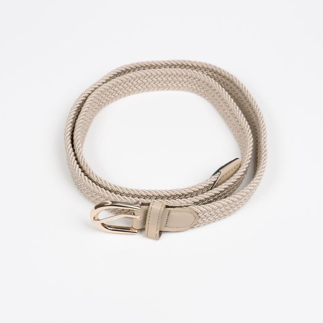 Hovedbilde Smalt strikkbelte, gull - lys beige
