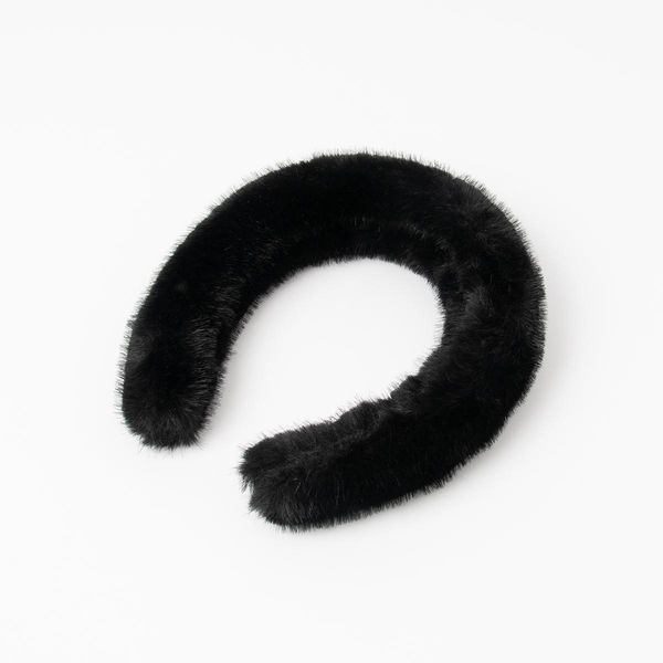 Hovedbilde Svart hårbøyle i fuskpels – elegant og myk ...