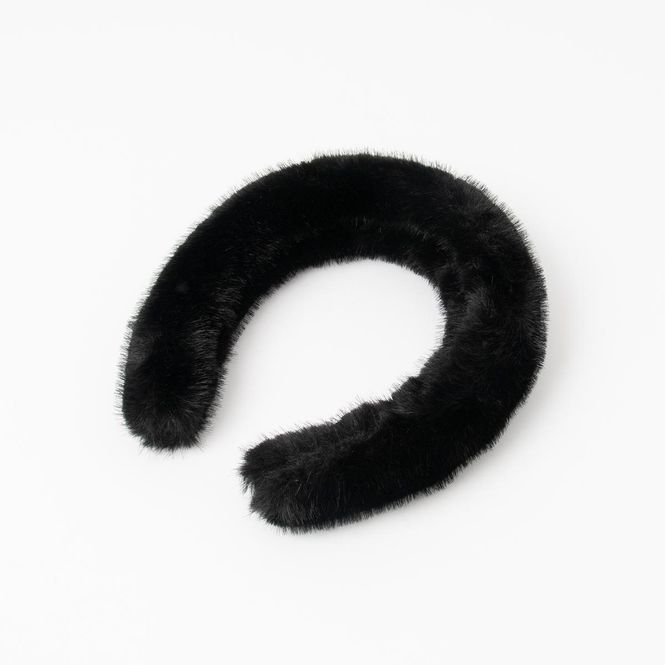 Hovedbilde Svart hårbøyle i fuskpels – elegant og myk ...