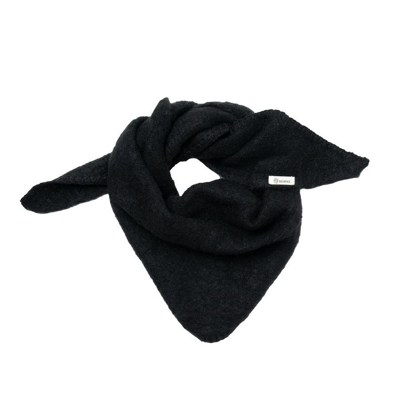 Litet trekantssjal svart - 100% akryl - dekorativa stygn - 34x100 cm