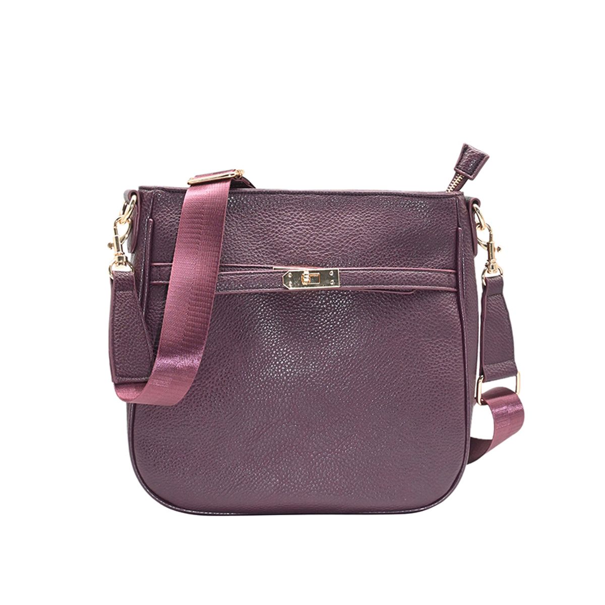 Helene veske burgunder - skulderveske i imitert skinn med gullfargede detaljer