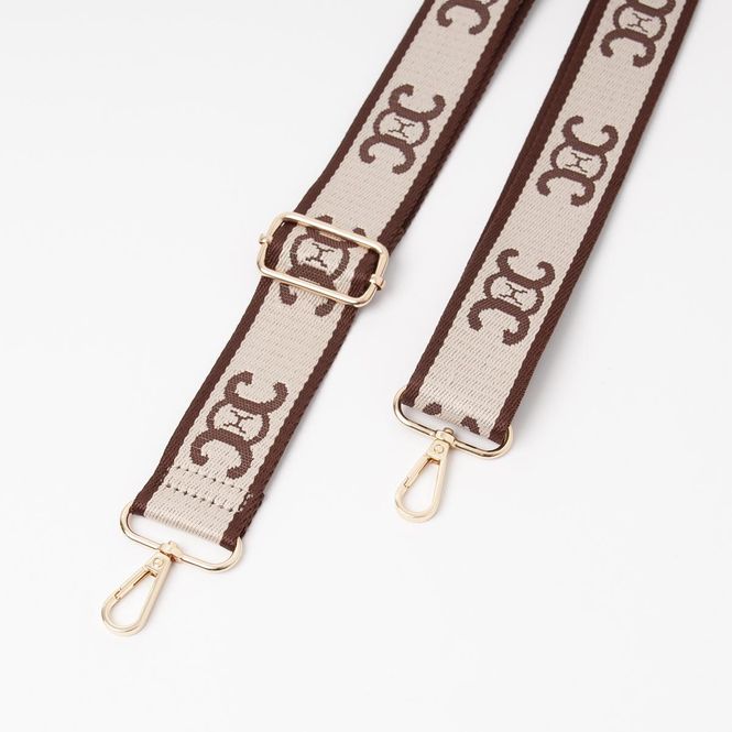 Hovedbilde Skulderrem beige og brun - mønstret veskereim med ...