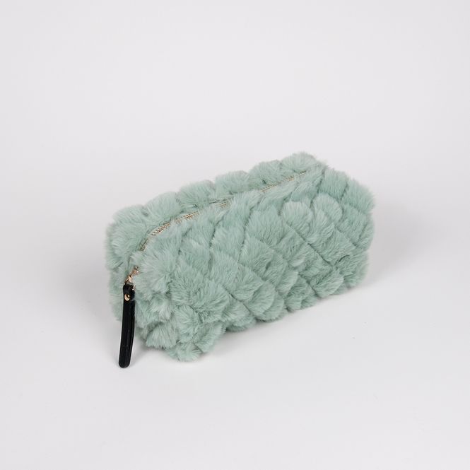 Hovedbilde Liten makeup bag i fuskpels lys grønn
