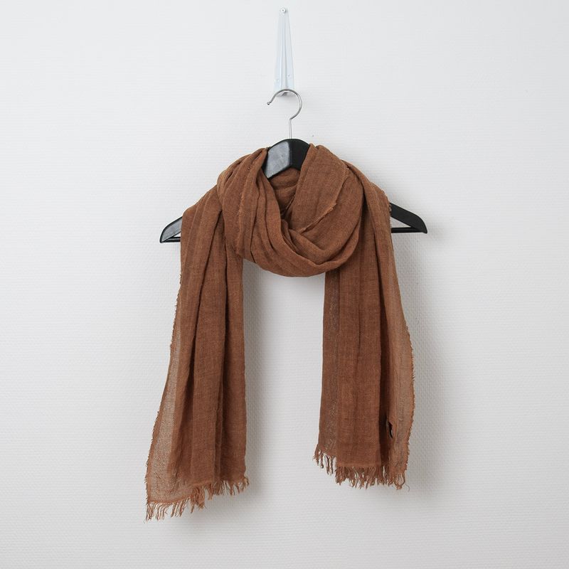 Ull/viskose vevet sjal - mørk oker