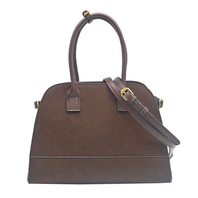 Hovedbilde KINE bowler bag i imitert semsket skinn brun