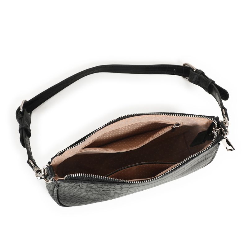 Ivana croco clutch - svart - kompakt skulderveske med strukturert overflate