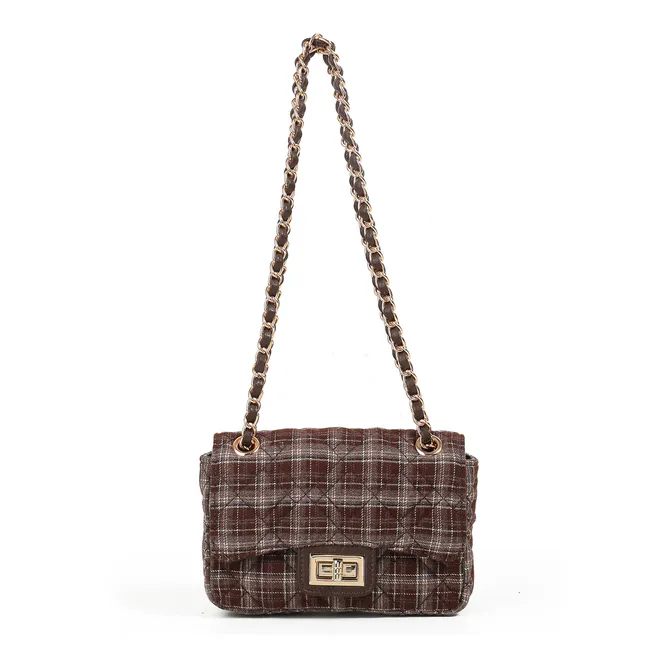 Hovedbilde Evita liten clutch brun rutet