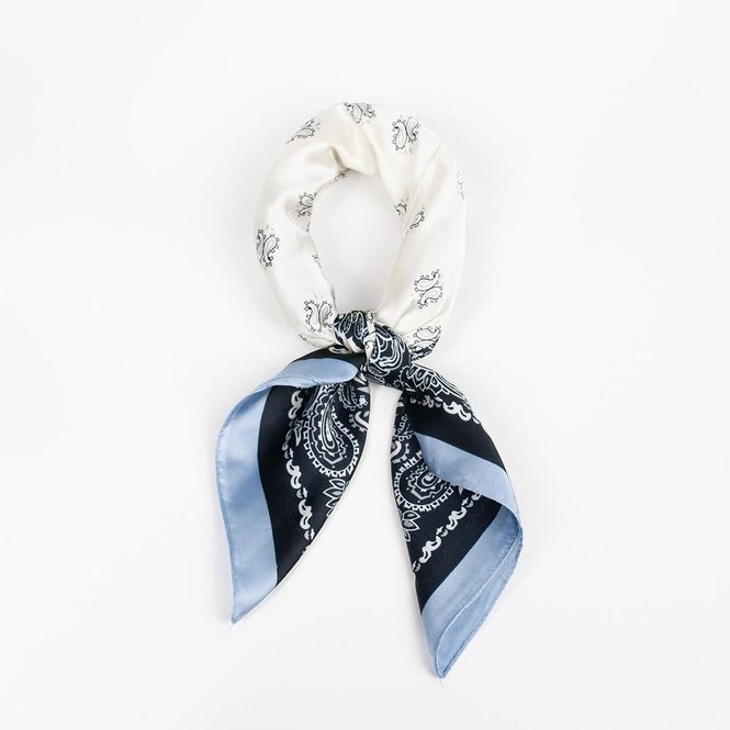 Huvudbild Liten scarf Nordic Paisley blå och svart 70x70 cm