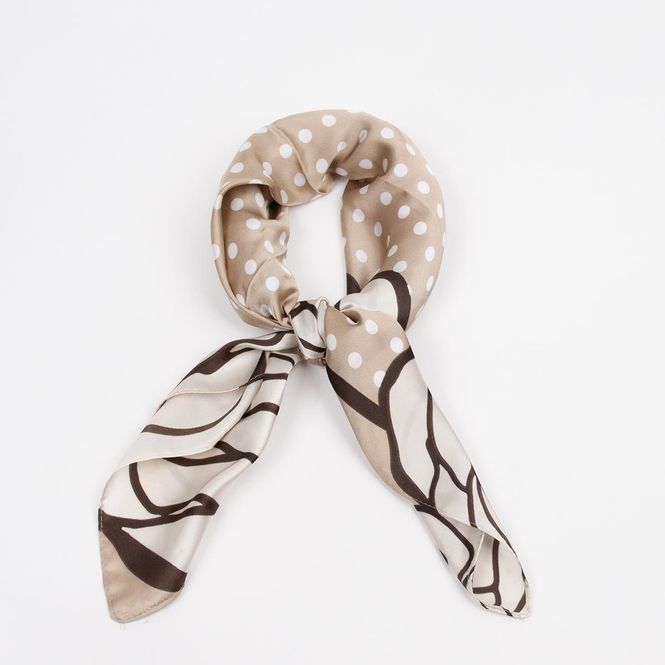 Huvudbild Liten scarf med prickar och blommönster beige och ...