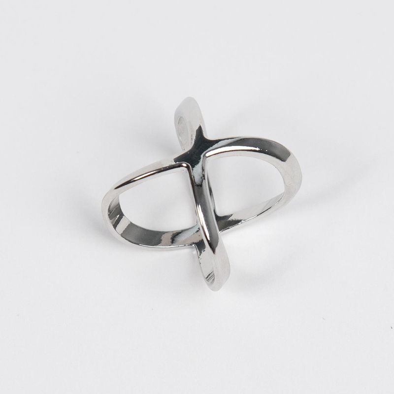 Stor skjerf ring enkel X - sølv