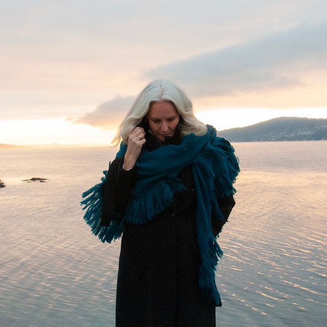 Hovedbilde Sjal i mohairmix - petrol