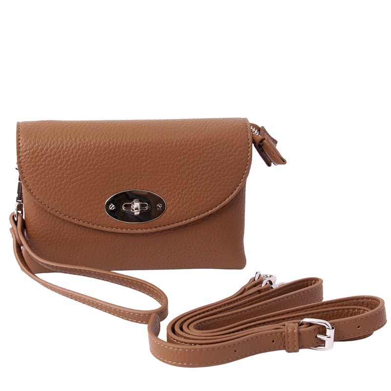 DANIELLE clutch sølvfarget cognac