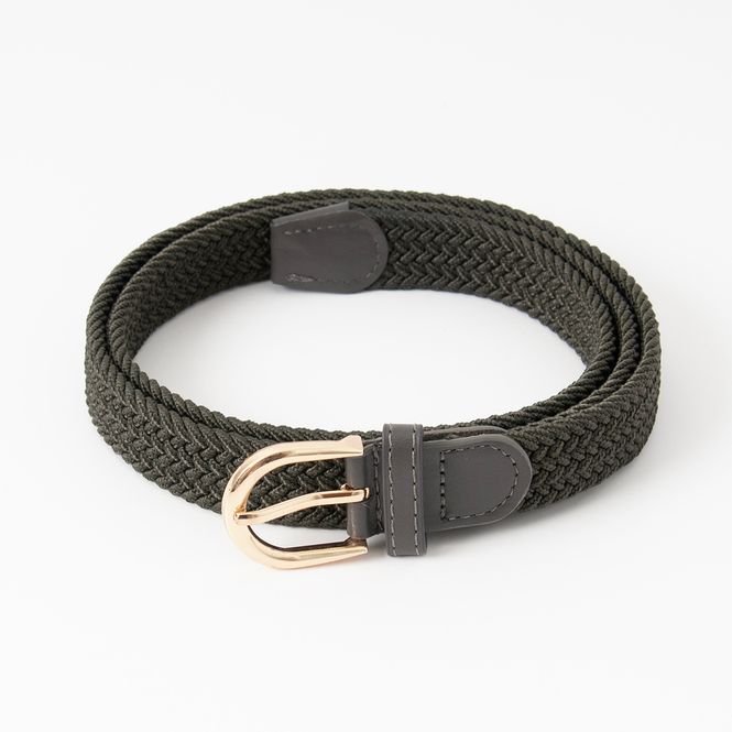 Hovedbilde Smalt strikkbelte, gull - olivengrønn