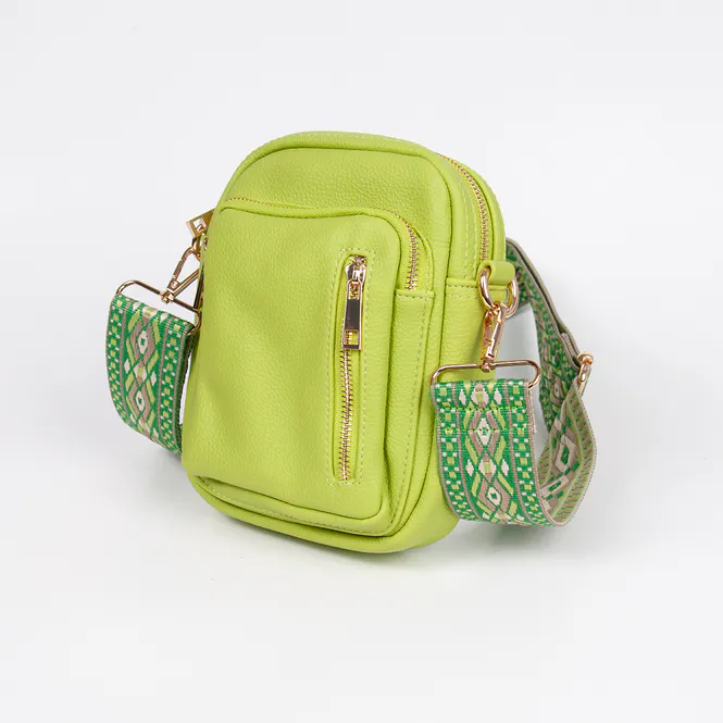 Hovedbilde LEVI citybag med mønstret rem - lime